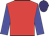 red, blue sleeves, purple cap