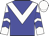blue, white chevron, white sleeves, blue chevrons, white cap