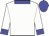 White, broad blue band with yellow hoop, white sleeves, blue collar, cuffs and cap