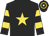 Black, gold star, hooped sleeves and cap