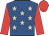 Royal blue, silver stars, red sleeves and cap