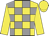 Yellow and grey checks, yellow sleeves and cap