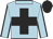 Light blue, black cross, light blue collar and sleeves, black seams and cap
