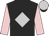 Black, silver diamond, pink sleeves, silver cap, black peak