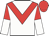 White, red chevron, red and white halved sleeves, red cap