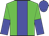 Green, blue stripe, halved sleeves, blue cap