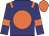 Navy blue,orange epaulettes and spot ,navy blue sleeves,orange armbands,orange cap,blue spot