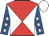 Red and white diabolo, royal blue sleeves, white stars, white cap