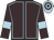 Brown, light blue seams and armlets, light blue and brown hooped cap