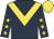 Dark blue, gold chevron, dark blue sleeves, gold stars, gold cap