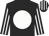 Black, white disc, striped sleeves and cap