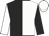 Black and white (halved), sleeves reversed, white cap