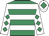 Emerald green, white hoops, white sleeves, emerald green diamonds, white cap, emerald green diamond