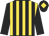 Black and gold stripes, black sleeves, black cap, gold diamond