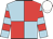 Light blue and red (quartered), hooped sleeves, white cap