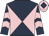 Dark blue and pink diabolo, chevrons on sleeves, pink cap, dark blue diamond