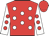 Red, white spots, white sleeves, red spots, red cap