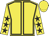 Yellow, black seams, yellow sleeves, black stars, yellow cap