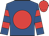 Royal blue, red disc, hooped sleeves, red cap