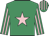 Emerald green, pink star, striped sleeves and cap