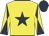 Yellow, dark blue star, diabolo on sleeves, dark blue cap