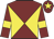 Maroon and yellow diabolo, maroon sleeves, yellow armlets and star on cap
