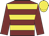 Maroon, yellow hoops, maroon sleeves, yellow cap