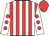 White and red stripes, white sleeves, red spots, red cap