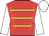 Red, gold braid, white sleeves and cap with gold tassel