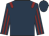 Dark blue, maroon epaulets, striped sleeves