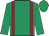 Emerald green, maroon braces