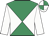 Emerald green and white diabolo, white sleeves, quartered cap