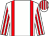 White, red braces, striped sleeves and cap