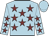 Light blue, maroon stars, light blue cap