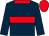 Dark blue, red hoop and collar, red cap