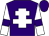 purple, white cross of lorraine, white sleeves, purple armlets and cap
