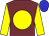Garnet body, yellow disc, yellow arms, big-blue cap