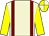 Beige, maroon braces, yellow sleeves, beige & yellow quartered cap