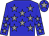 Big-blue body, grey stars, big-blue arms, grey stars, big-blue cap, grey star