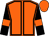 Orange, black seams, black sleeves, orange armlets, orange cap