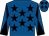 Royal blue, black stars, diabolo on sleeves and stars on cap