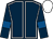 DARK BLUE, WHITE seams, DARK BLUE sleeves, ROYAL BLUE armlets, WHITE cap