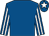 Royal blue, white striped sleeves, royal blue cap, white star