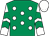 Emerald green, white spots, white sleeves, emerald green chevrons, white cap