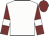 White, maroon sleeves, white armlets, maroon cap