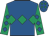 Royal blue, emerald green triple diamond, emerald green sleeves, royal blue diamonds and diamonds on cap