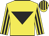 Yellow, black inverted triangle, striped sleeves and cap