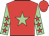 Red, light green star, light green sleeves, red stars and cap