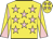 Yellow, pink stars, diabolo on sleeves and stars on cap