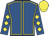 Royal blue, yellow seams, diamonds on sleeves, yellow cap